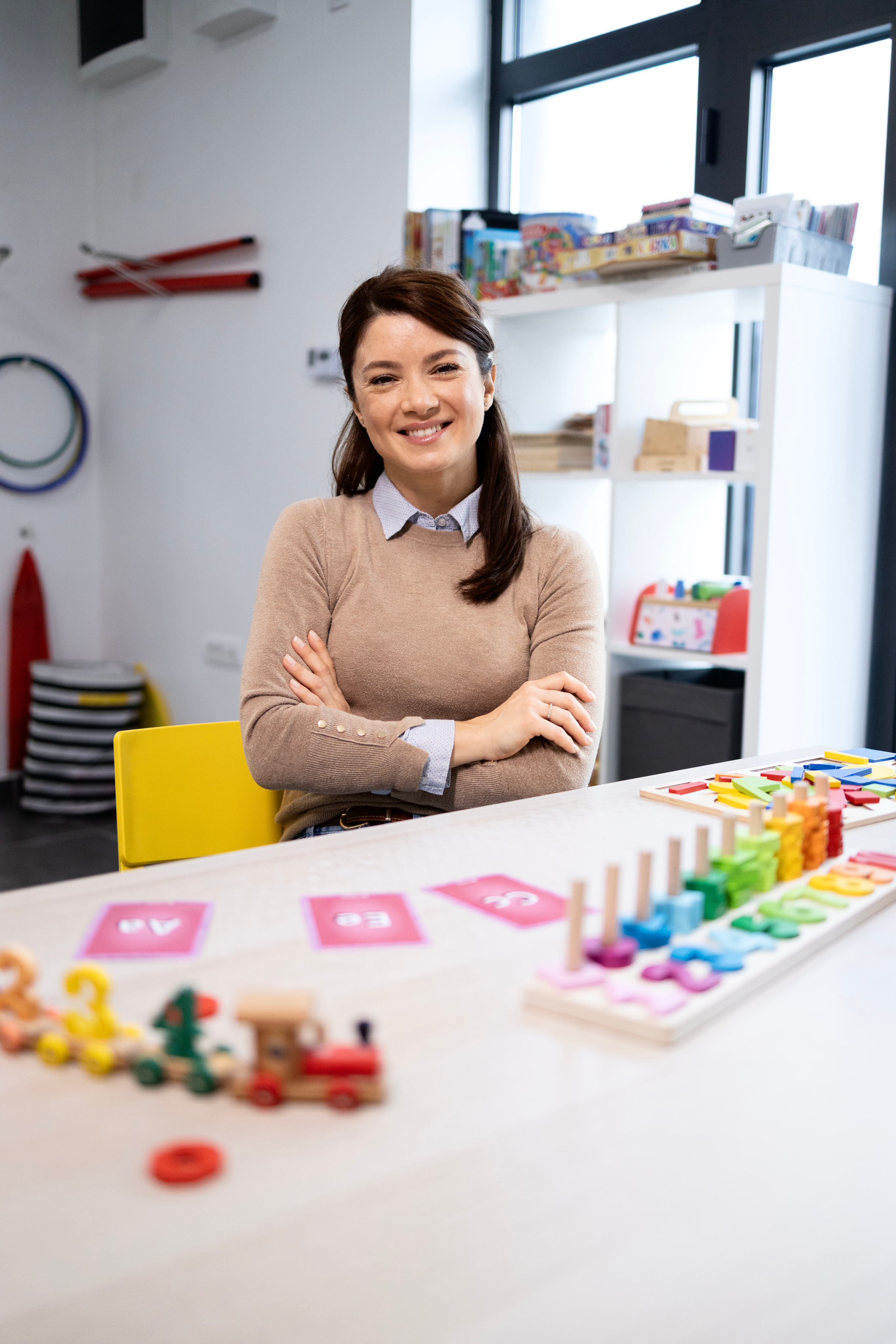 Professional childminder at work