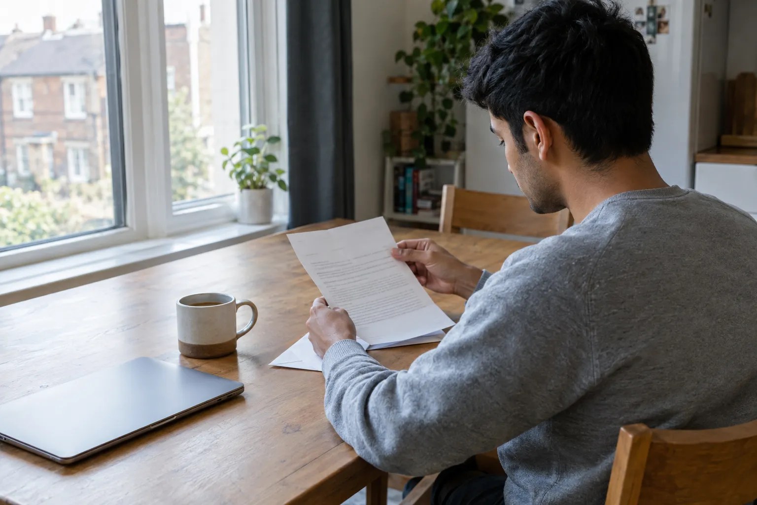 Student reviewing DBS check paperwork before a health and social care placement.