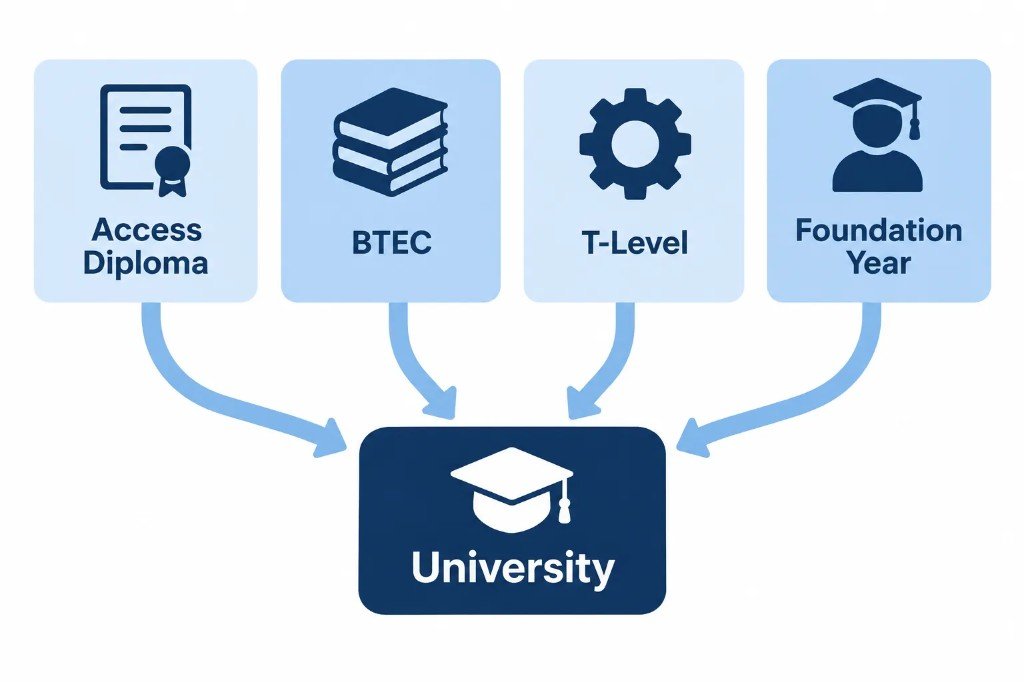Four UK university entry routes without A-Levels